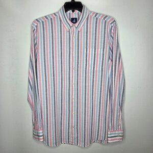 Johnnie-O Shirt Men's Large Blue White Striped Long Sleeve Button Down Cotton